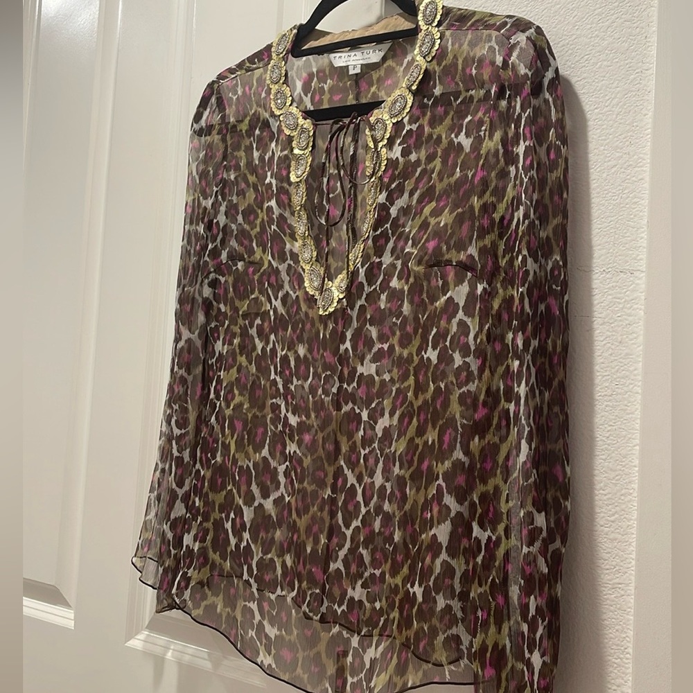 Trina Turk Leopard Blouse